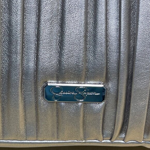 Jessica Simpson Women’s Platinum Metallic Pleated Chain-Strap Becca Handbag - Picture 6 of 16